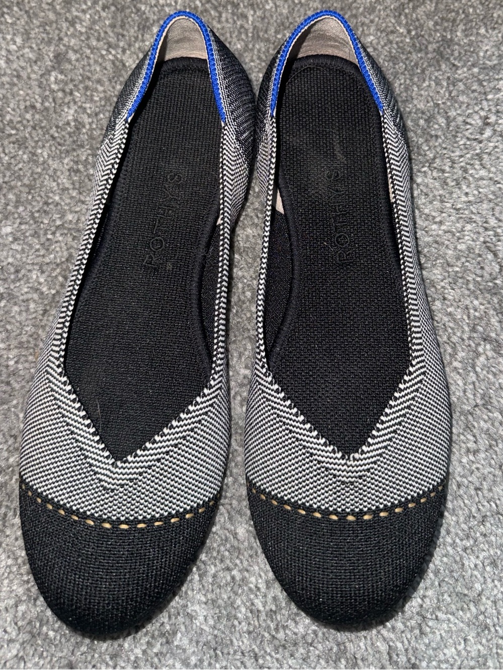 Rothy’s Black & Gray Knit Round Toe Flats